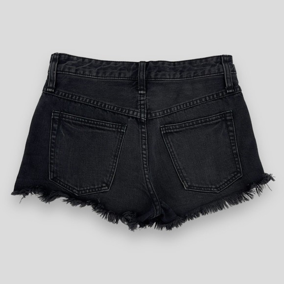Free People Womens Black Denim Jean Cutoff Shorts Distressed Size 25 Button Fly - Picture 2 of 13